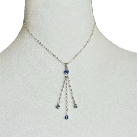 Cookie Lee Jewelry - 🦋 Genuine Blue Crystal Cascade Pendant Necklace by Cookie Lee